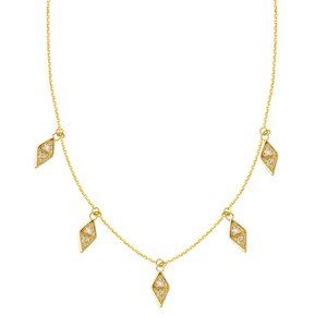 14K Yellow Gold Diamond Geometric Station Necklace